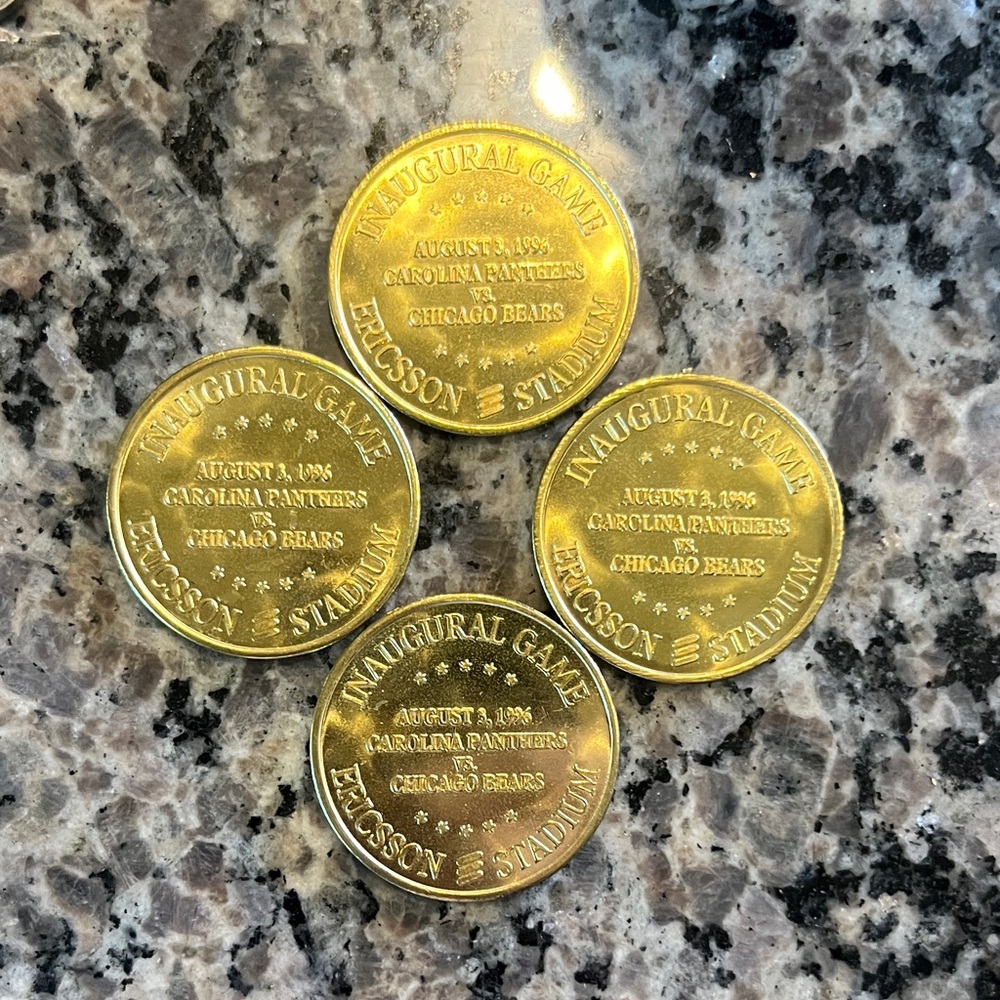 Carolina Panthers Inaugural Game Commemorative Coins - Gold Tone (4)